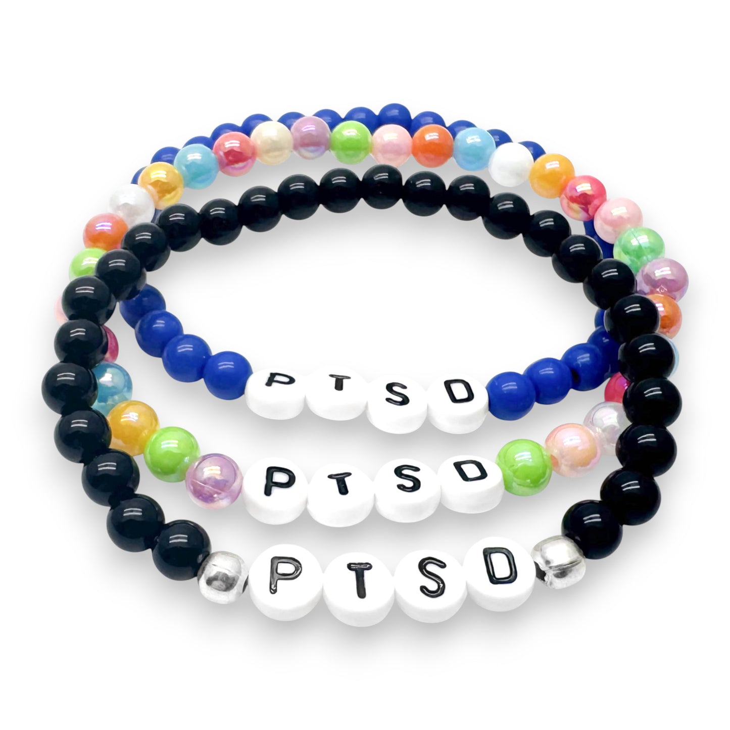 PTSD Medical Alert Bracelet - Acrylic Letter Beads
