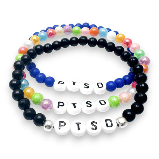 PTSD Medical Alert Bracelet - Acrylic Letter Beads