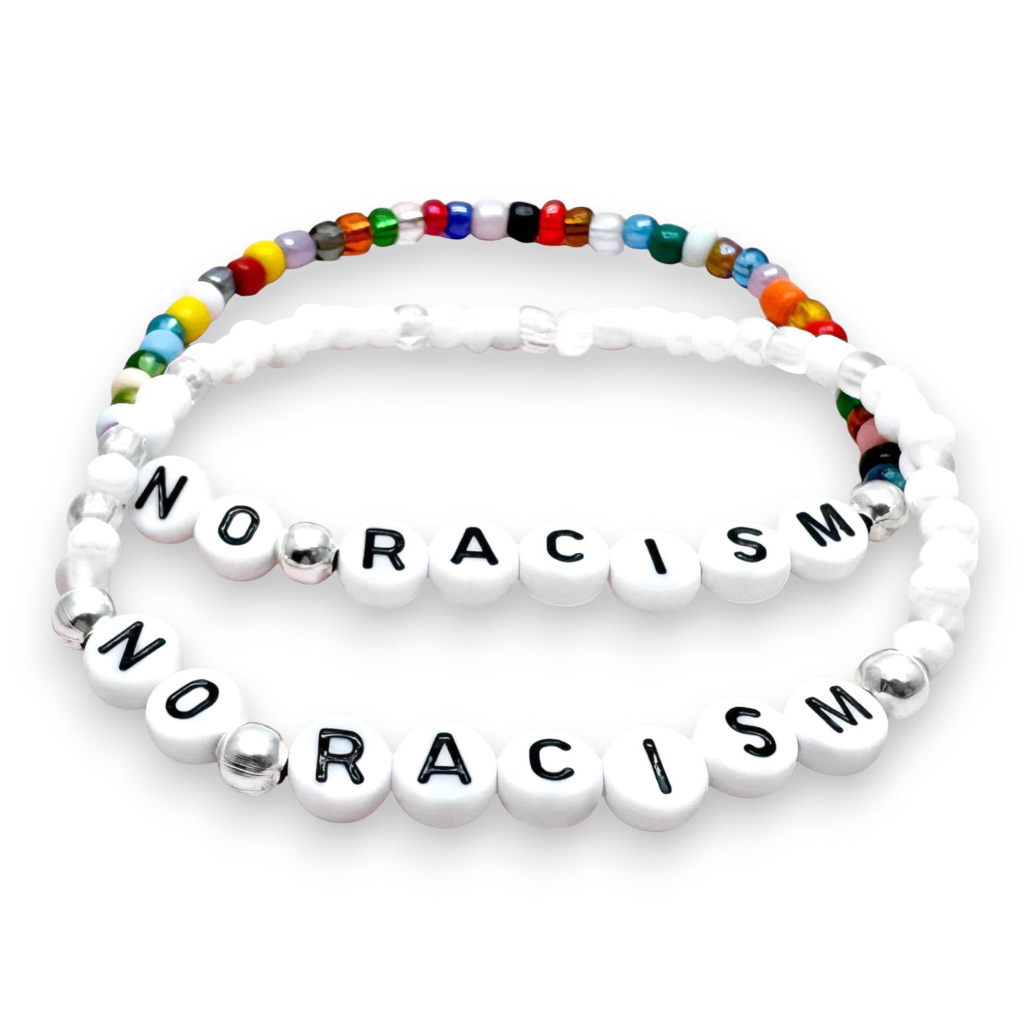NO RACISM Message Bracelet - Glass Seed Beads