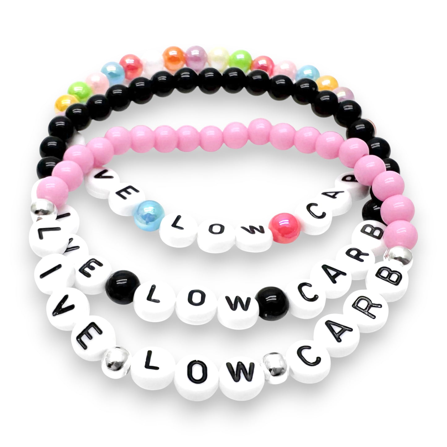LIVE LOW CARB Awareness Bracelet - Acrylic Letter Beads
