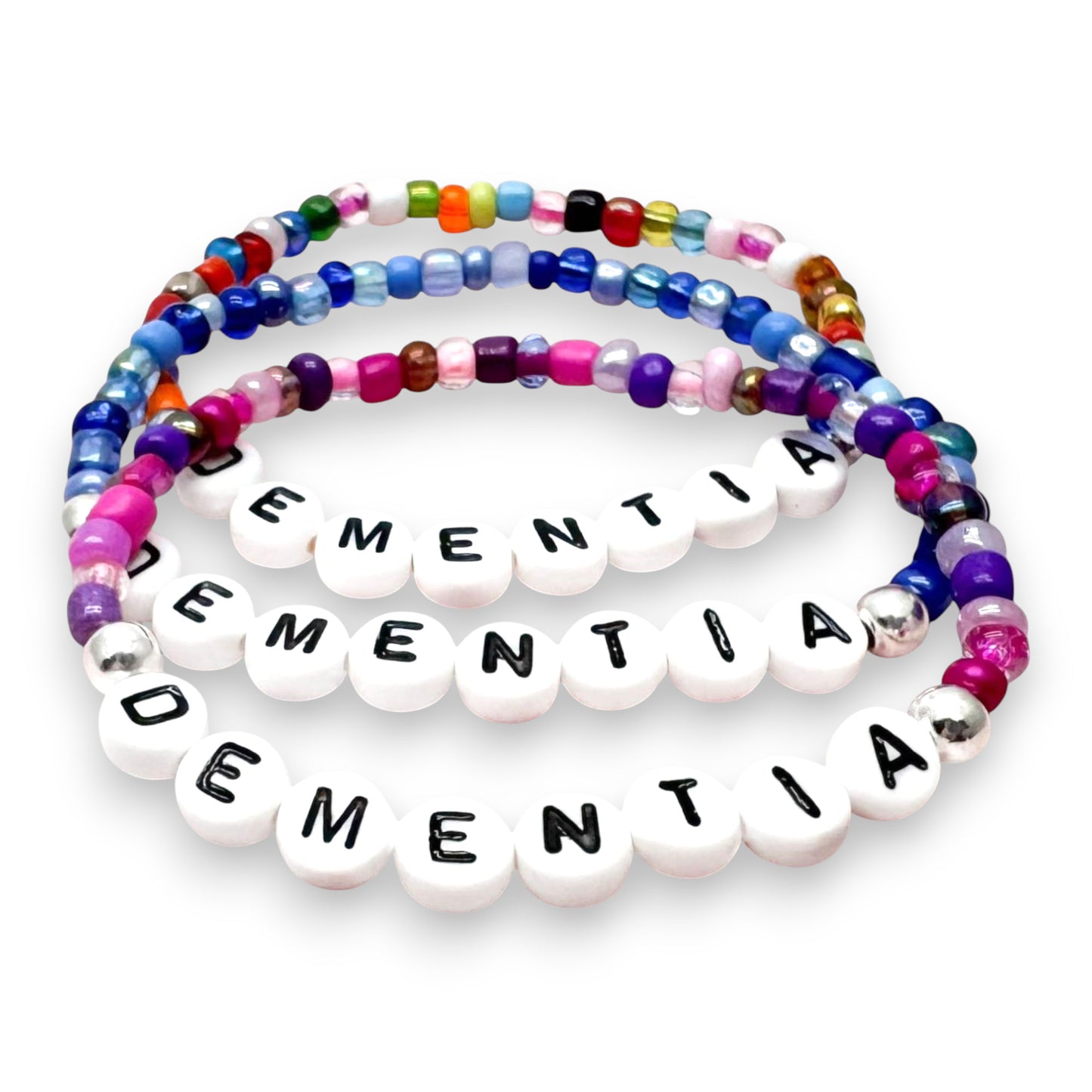 DEMENTIA Medical Alert Bracelet - Glass Seed Beads