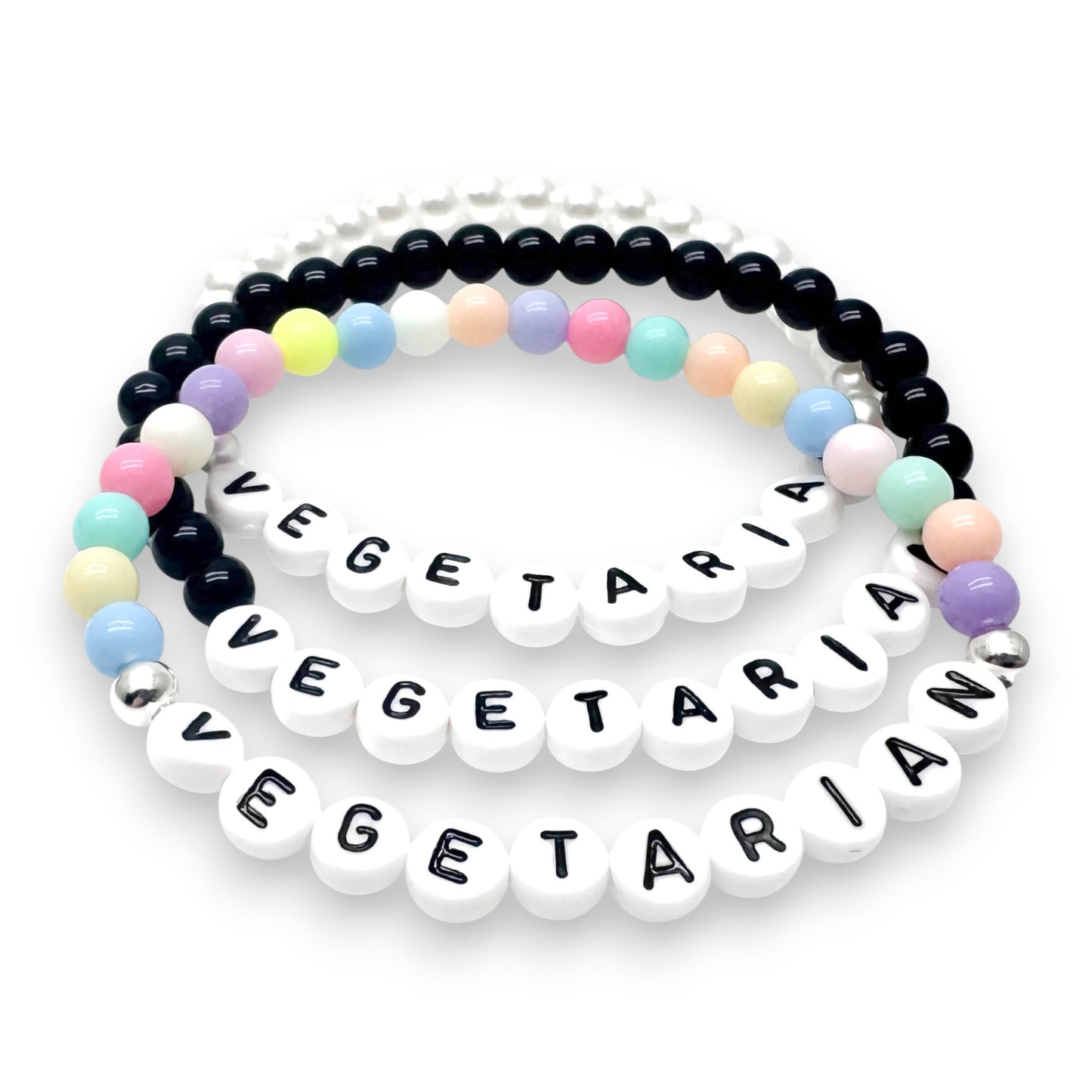 VEGETARIAN Awareness Bracelet - Acrylic Letter Beads