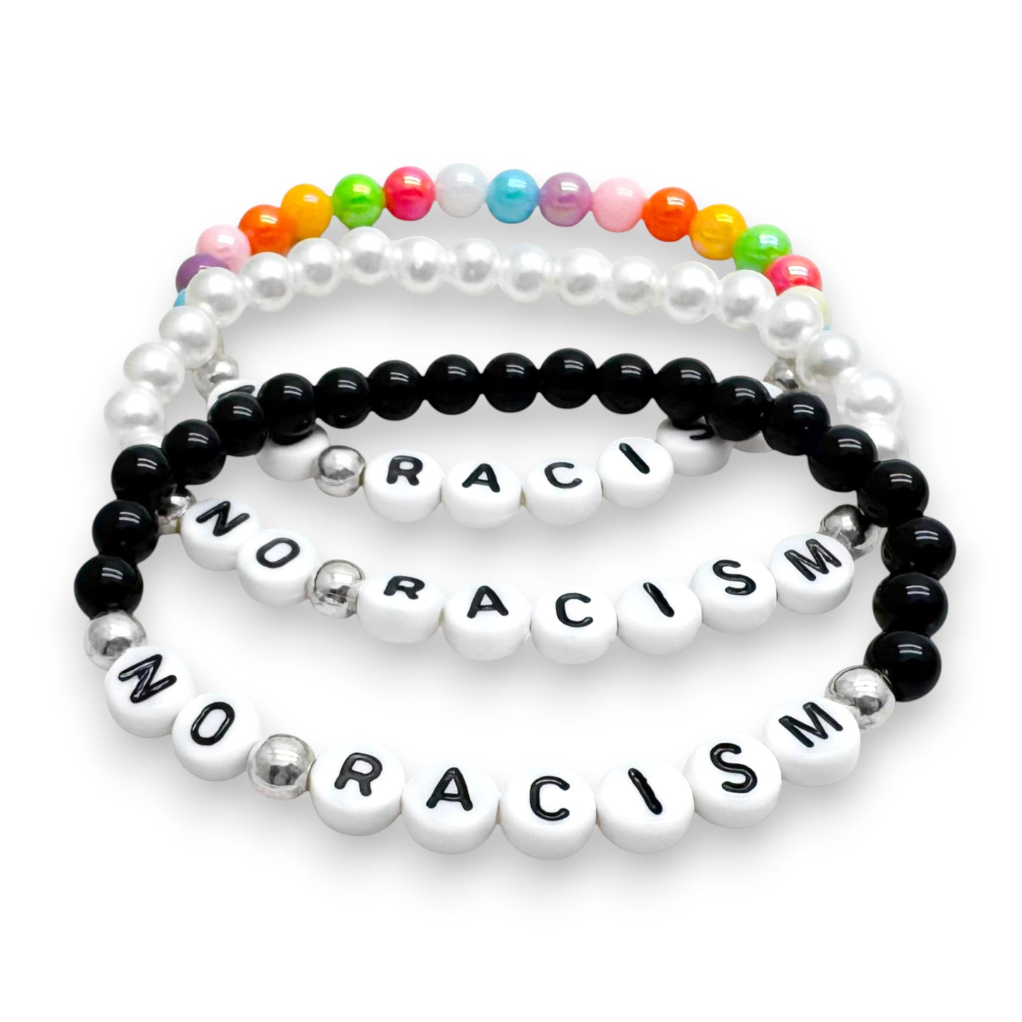 NO RACISM Message Bracelet - Acrylic Letter Beads