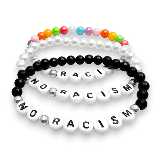 NO RACISM Message Bracelet - Acrylic Letter Beads