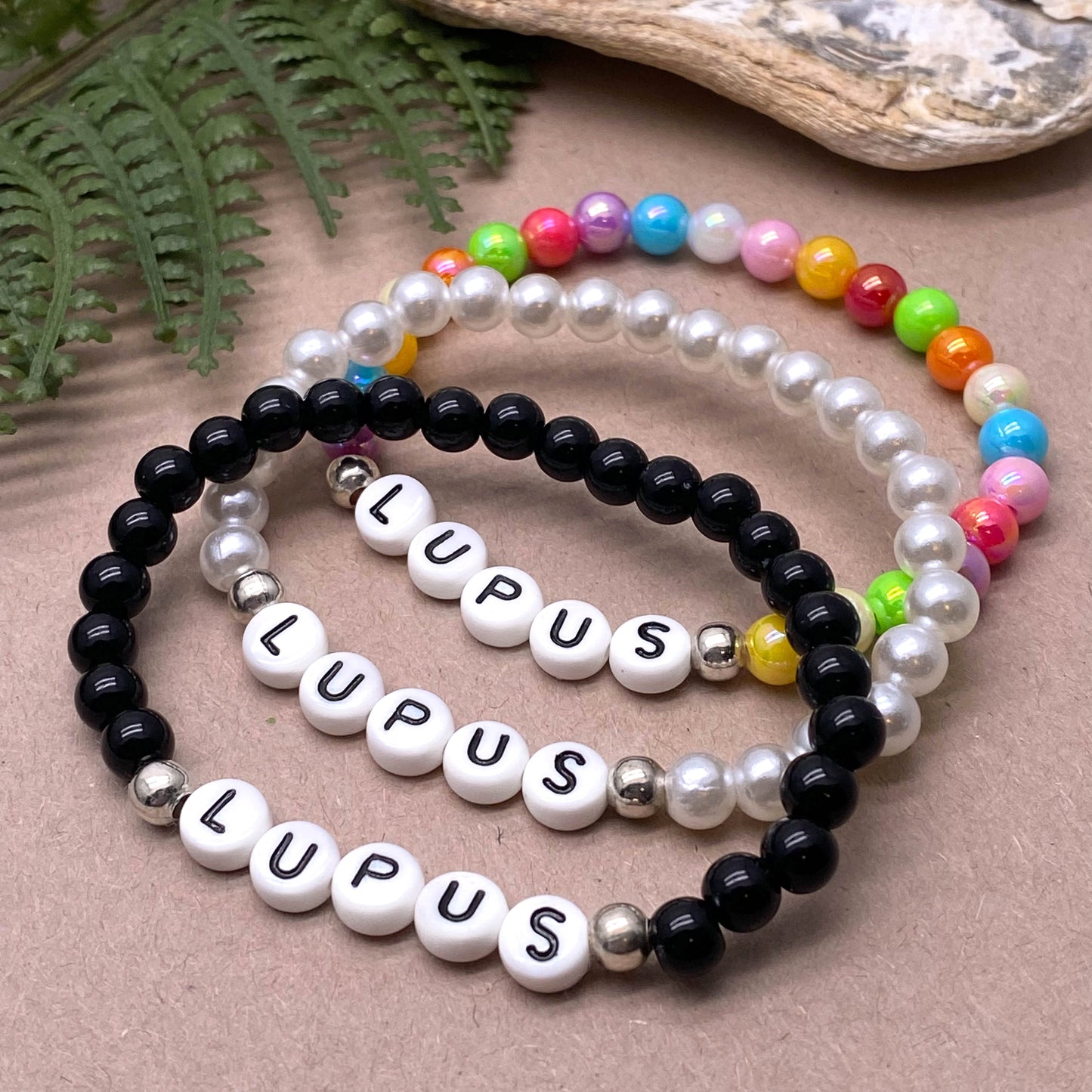 LUPUS Medical Alert Bracelet - Acrylic Letter Beads