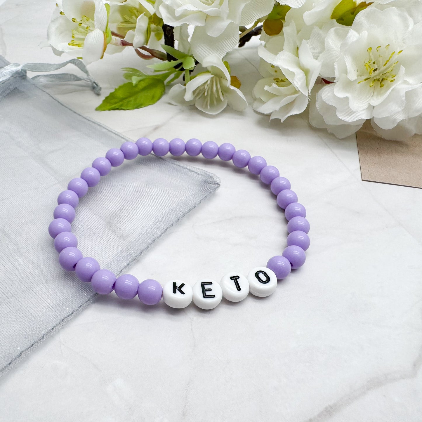 KETO Awareness Bracelet - Acrylic Letter Beads