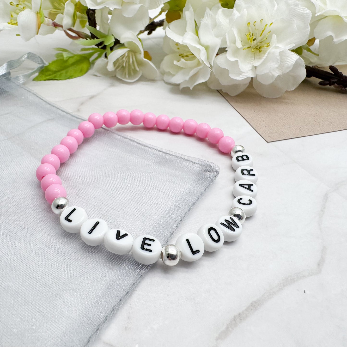 LIVE LOW CARB Awareness Bracelet - Acrylic Letter Beads