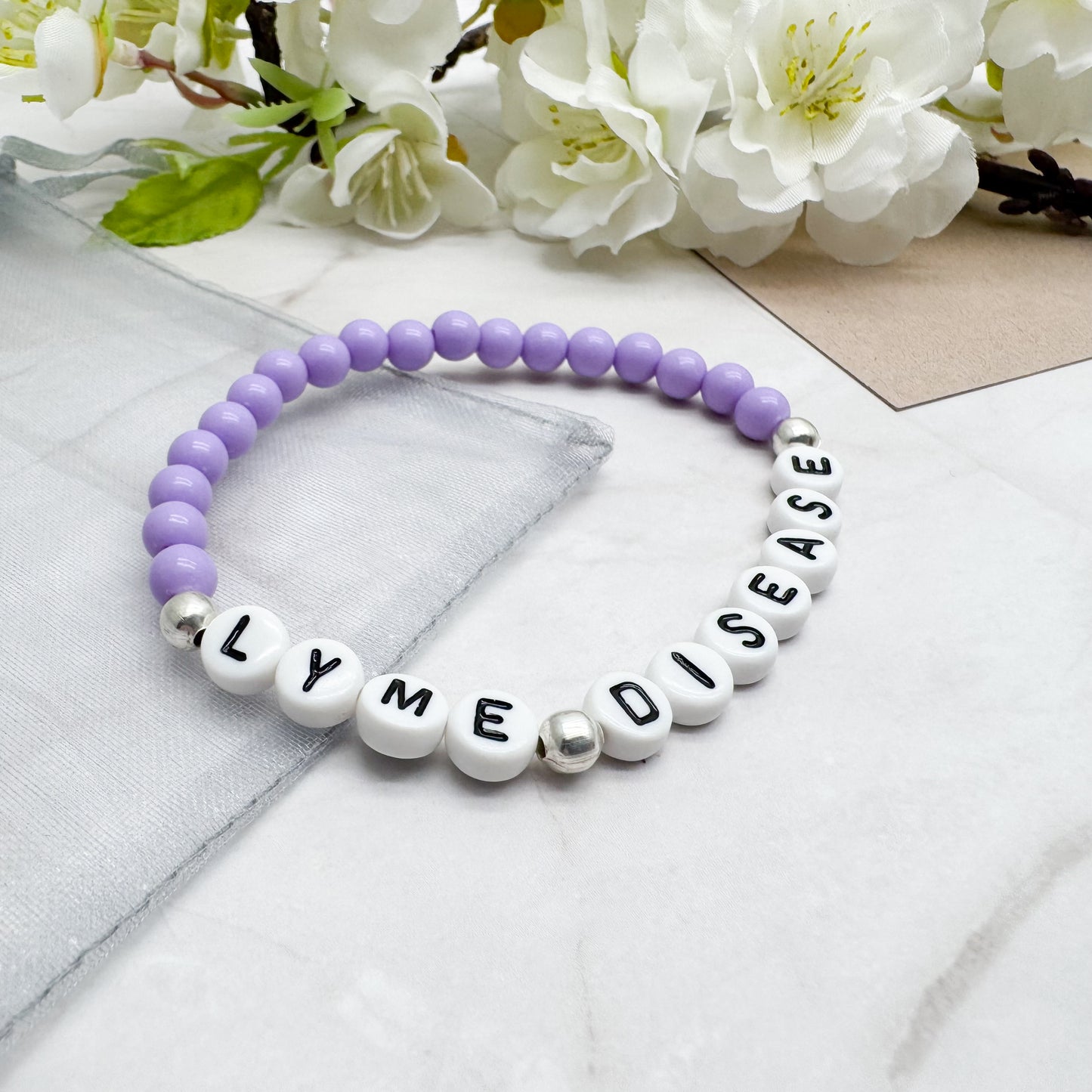 LYME DISEASE Medical Alert Bracelet - Acrylic Letter Beads