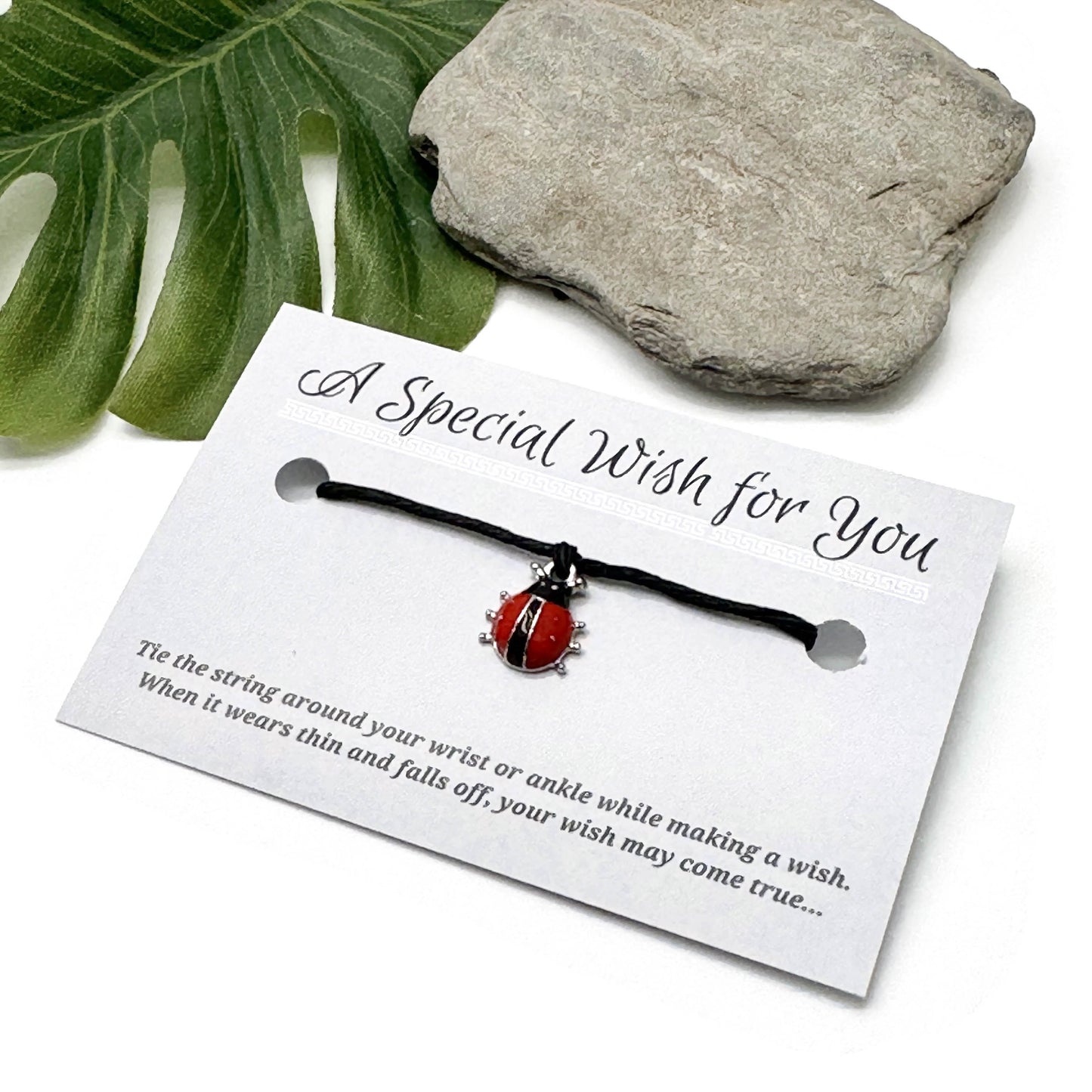 Ladybird Red Charm Hemp Wish Bracelet - Colour Choice