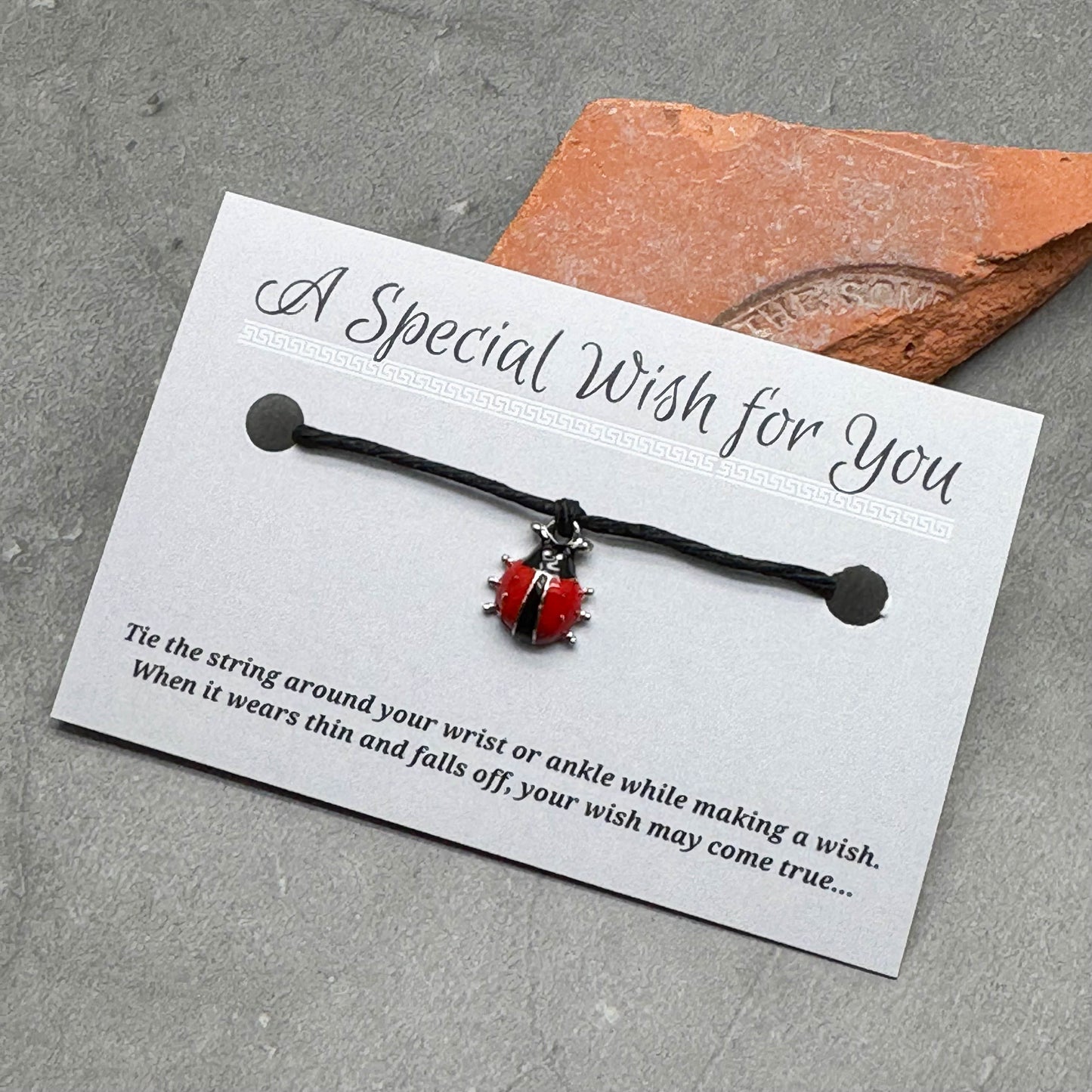 Ladybird Red Charm Hemp Wish Bracelet - Colour Choice