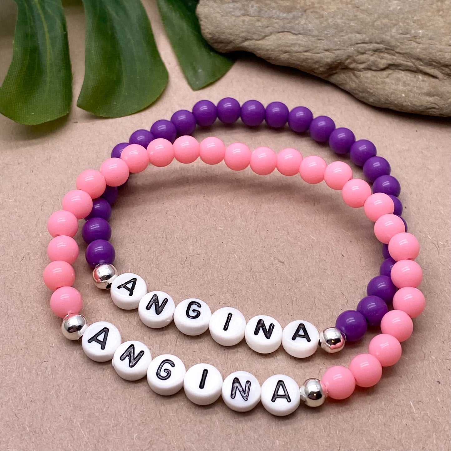 ANGINA Medical Alert Bracelet - Acrylic Letter Beads