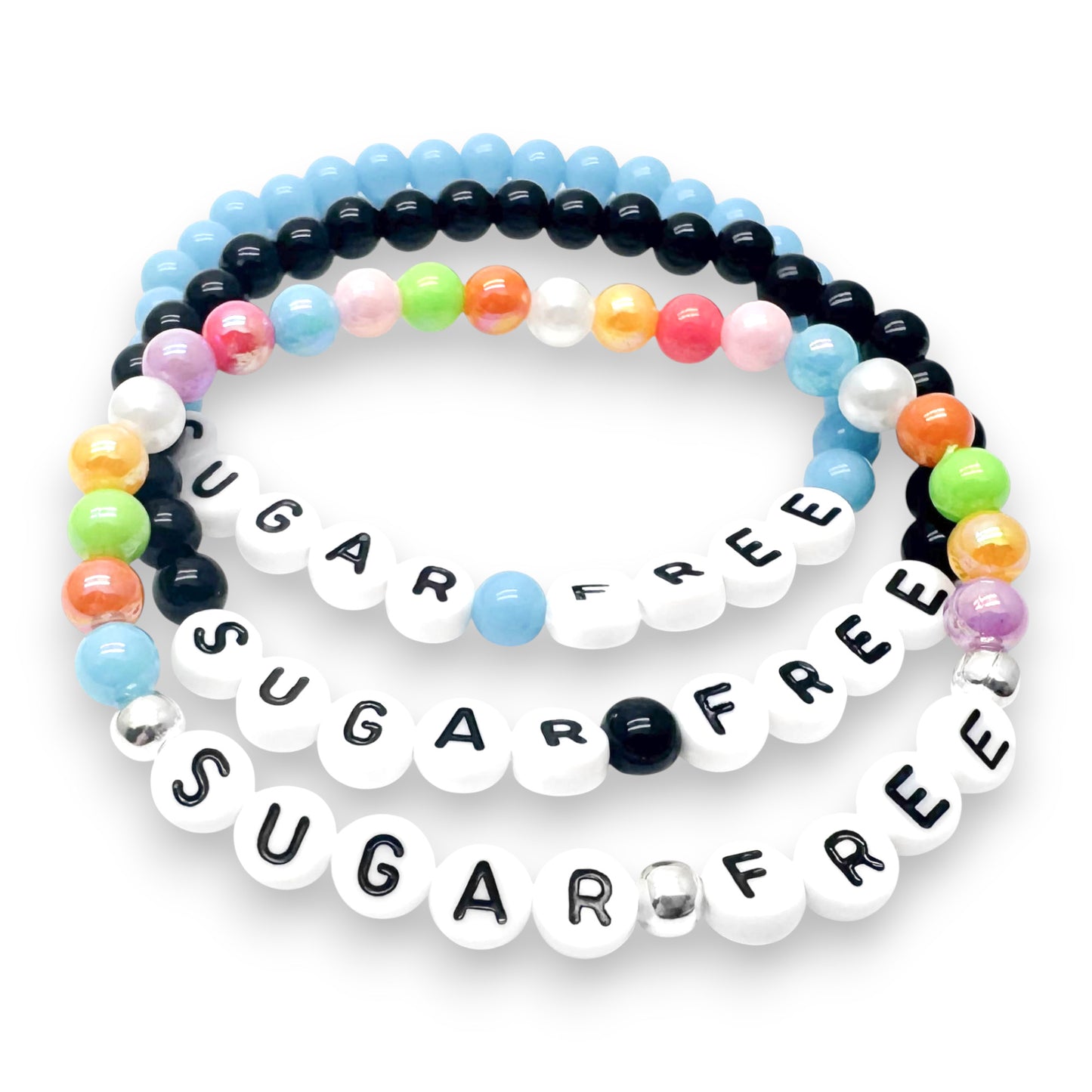 SUGAR FREE Awareness Bracelet - Acrylic Letter Beads