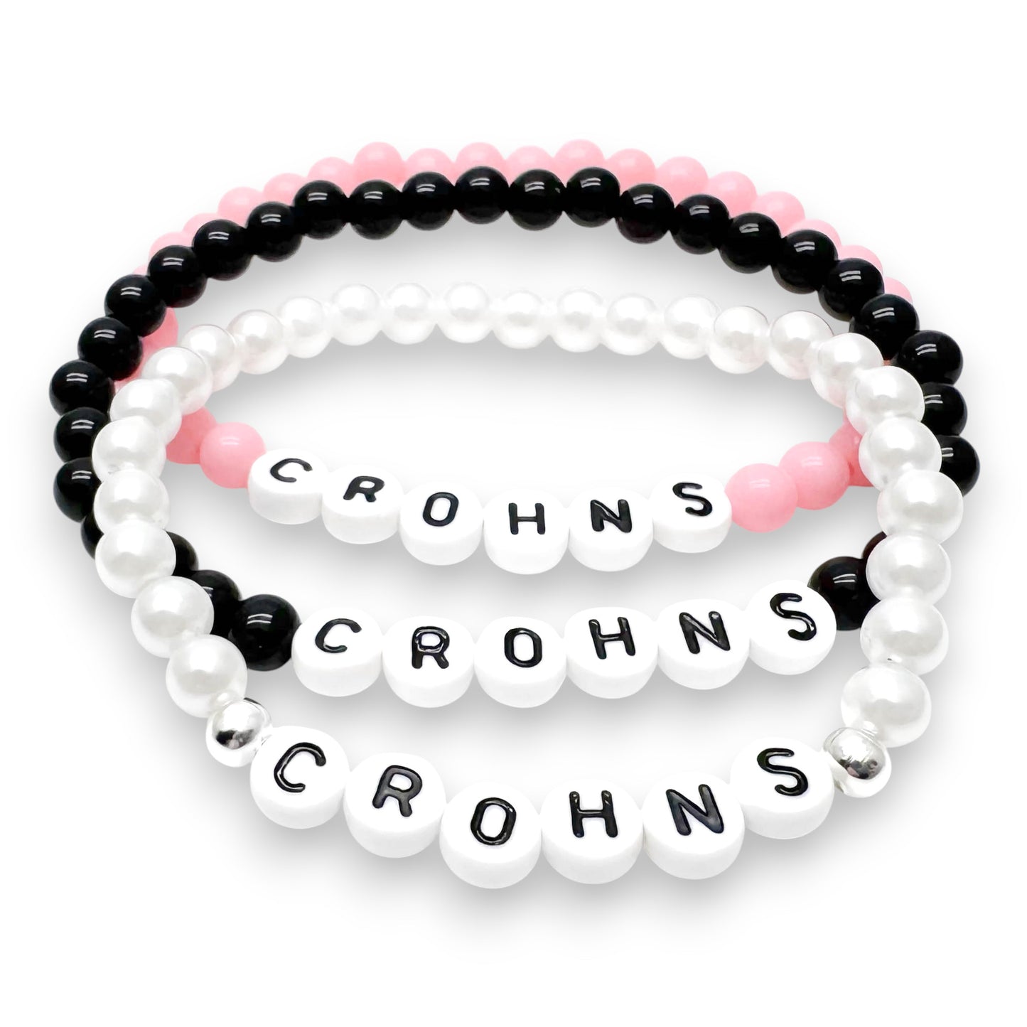 CROHNS Medical Alert Bracelet - Acrylic Letter Beads