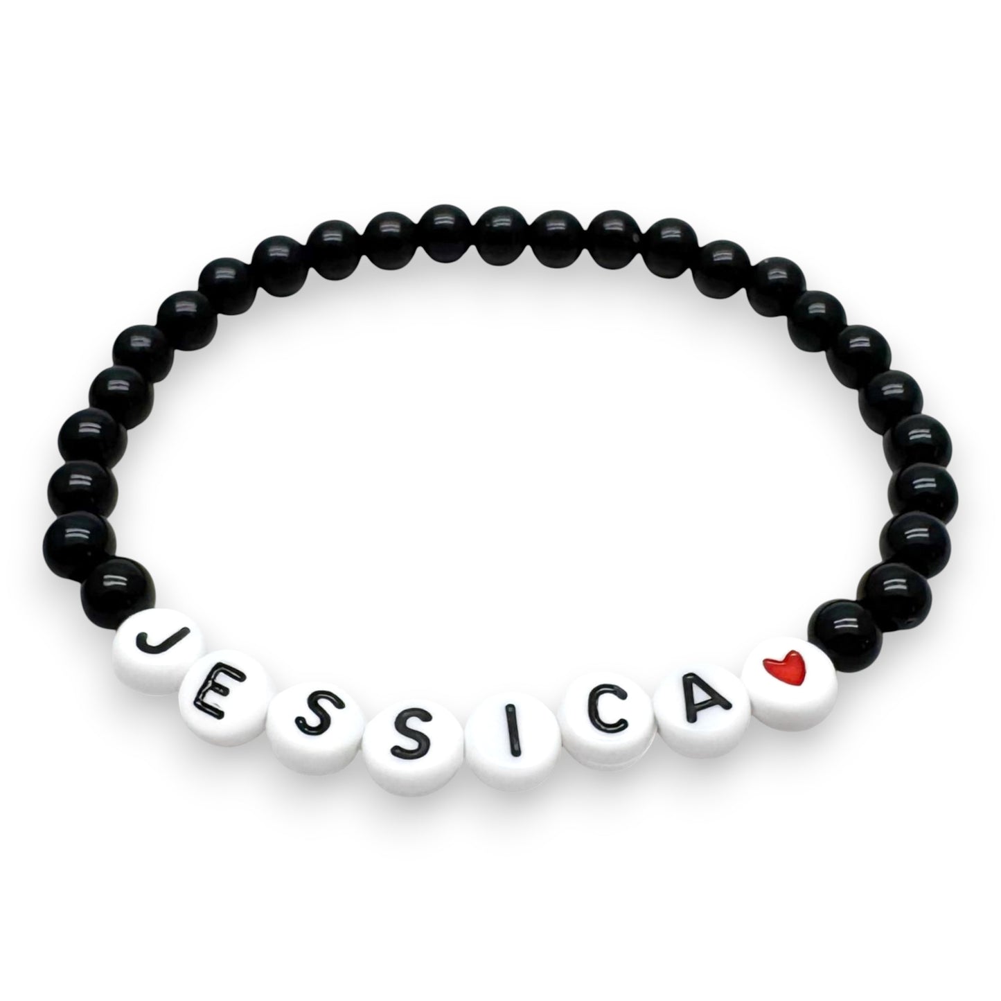 PERSONALISED Bead Bracelet - Black Acrylic Beads