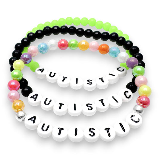AUTISTIC Medical Alert Bracelet - Acrylic Letter Beads