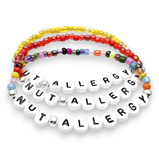 NUT ALLERGY Medical Alert Bracelet - Glass Seed Beads