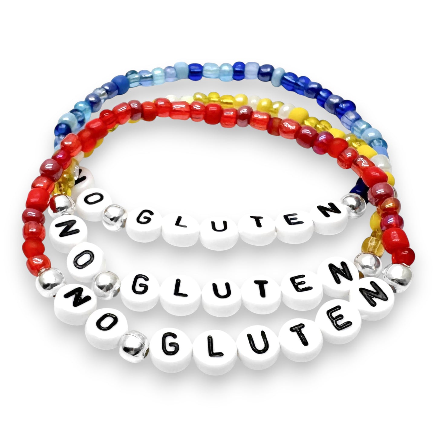 NO GLUTEN Medical Alert Bracelet - Glass Seed Beads