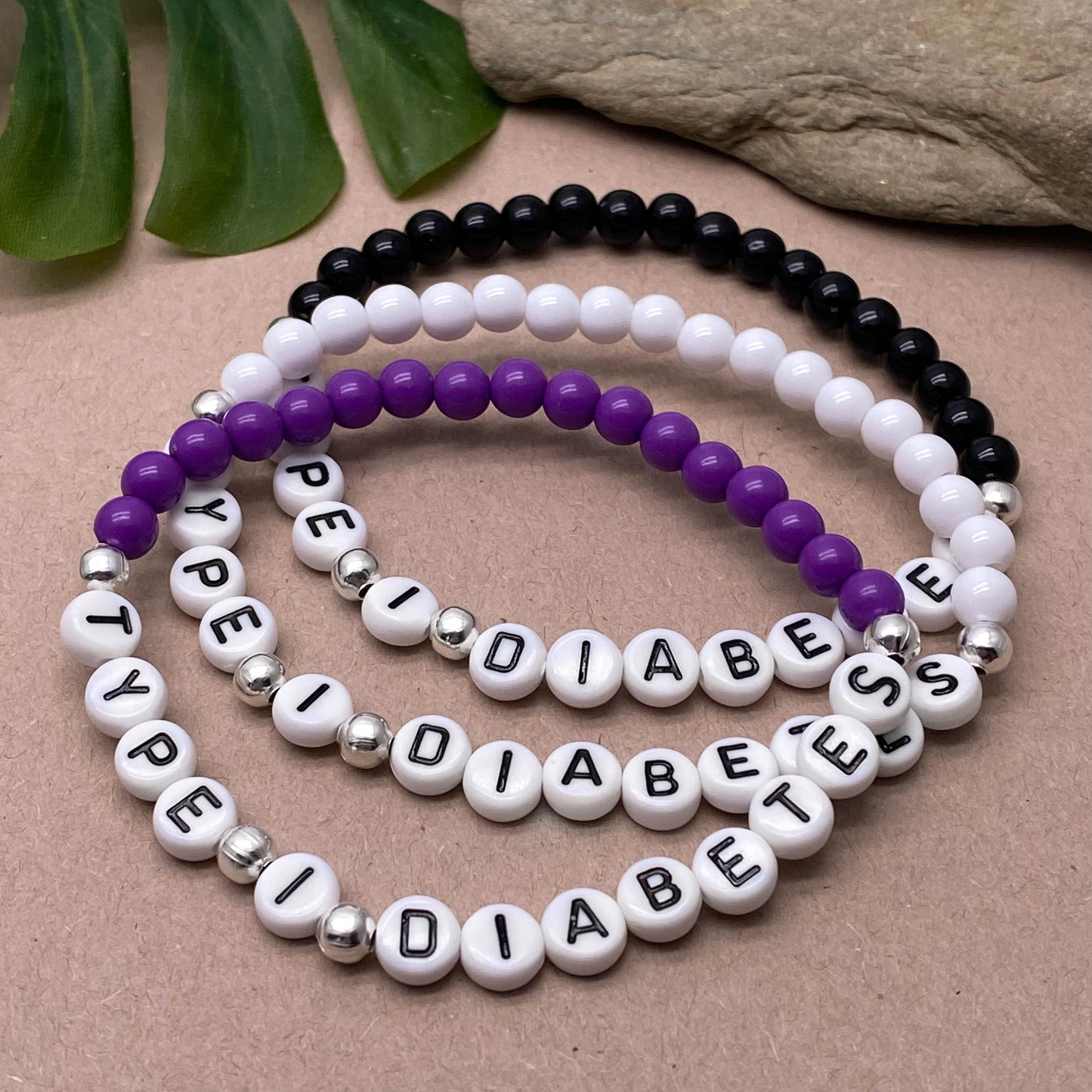TYPE 1 DIABETES Medical Alert Bracelet - Acrylic Letter Beads