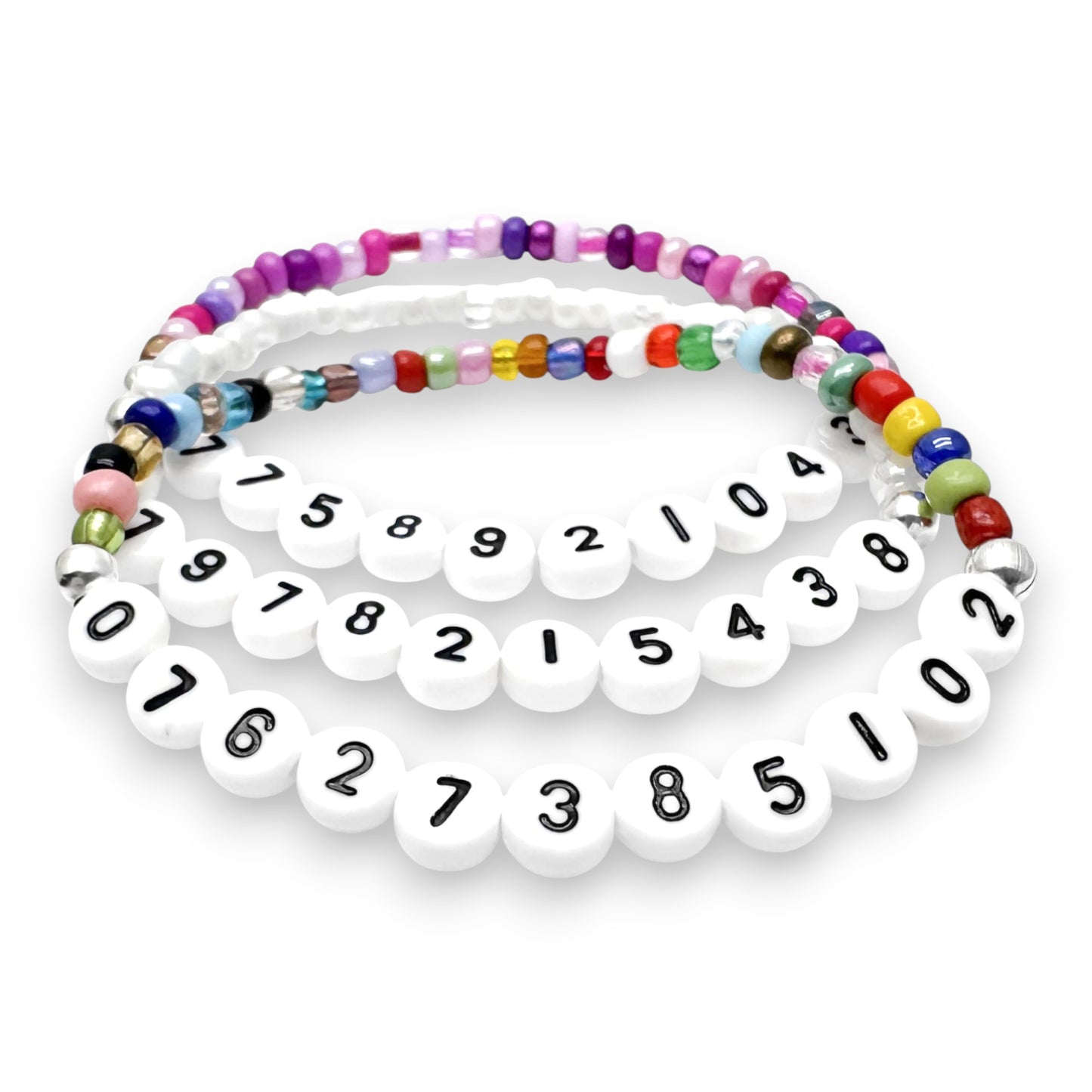 PHONE NUMBER Glass Seed Bead Bracelet