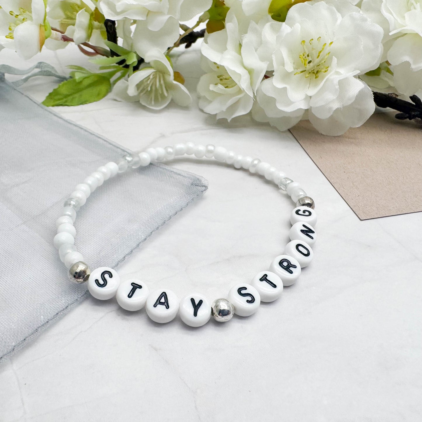 STAY STRONG Motivational Bracelet - Glass Seed Beads
