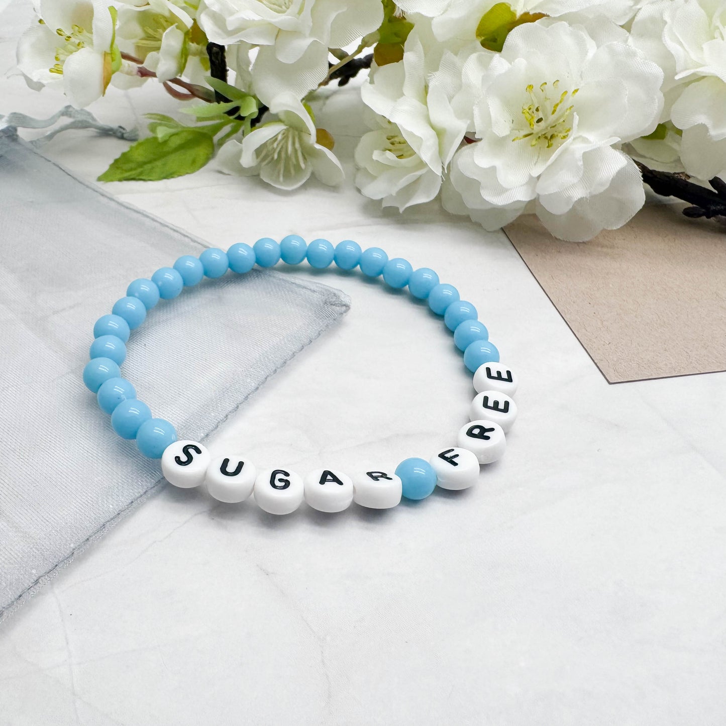 SUGAR FREE Awareness Bracelet - Acrylic Letter Beads