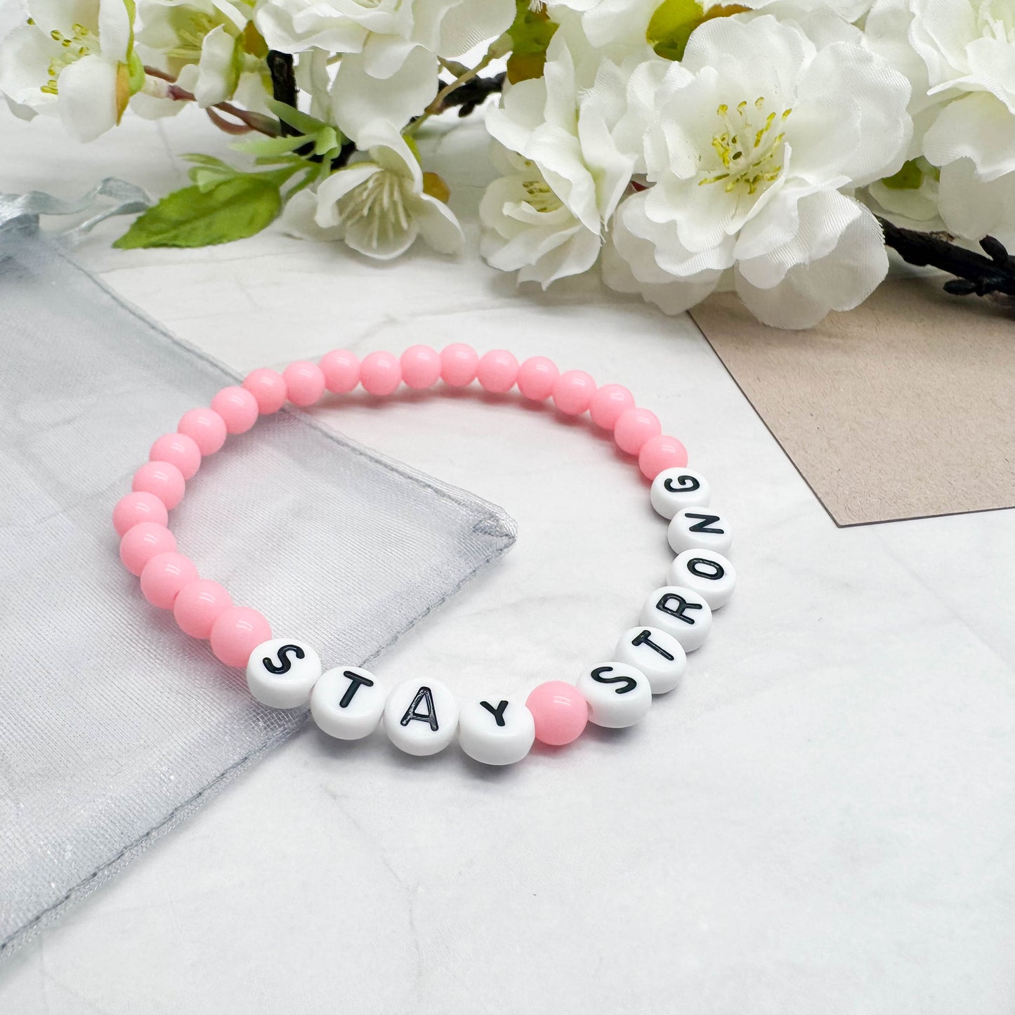 STAY STRONG Message Bracelet - Acrylic Letter Beads