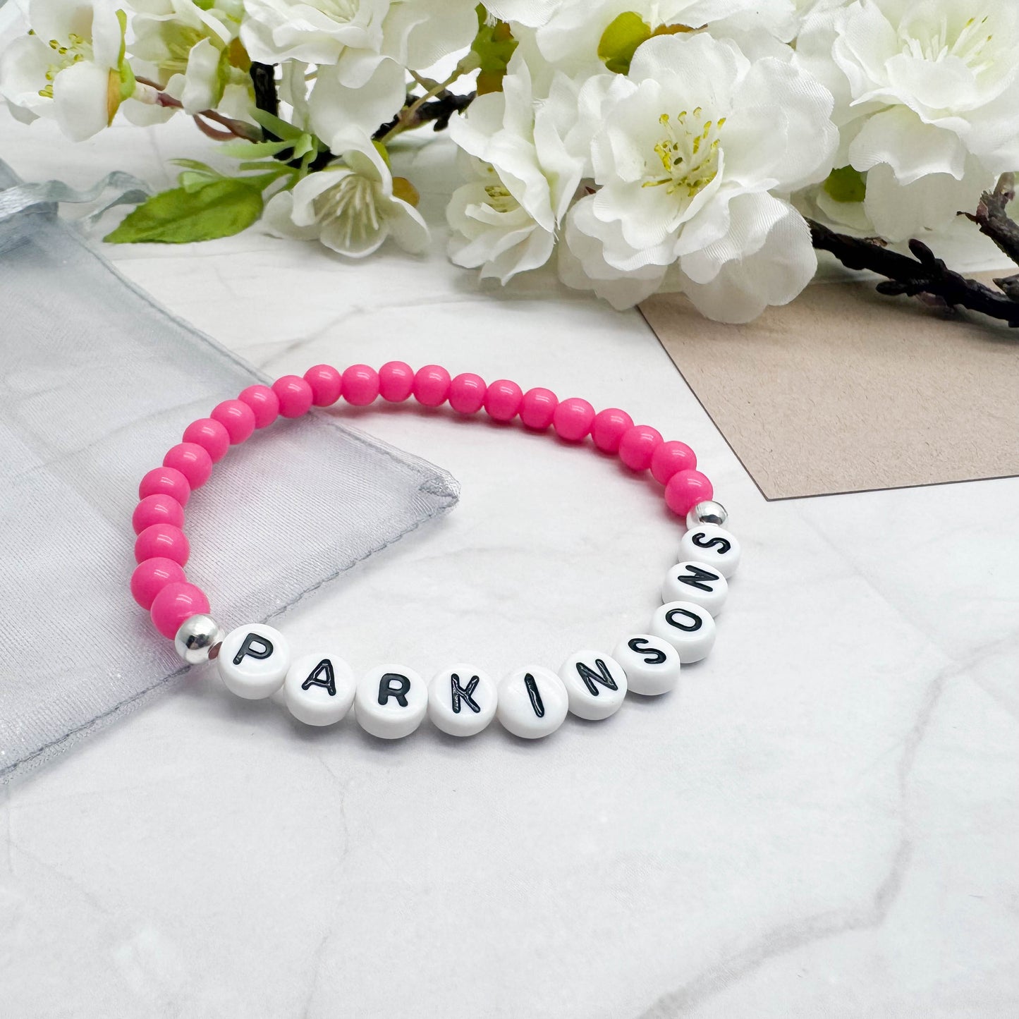 PARKINSONS Medical Alert Bracelet - Acrylic Letter Beads