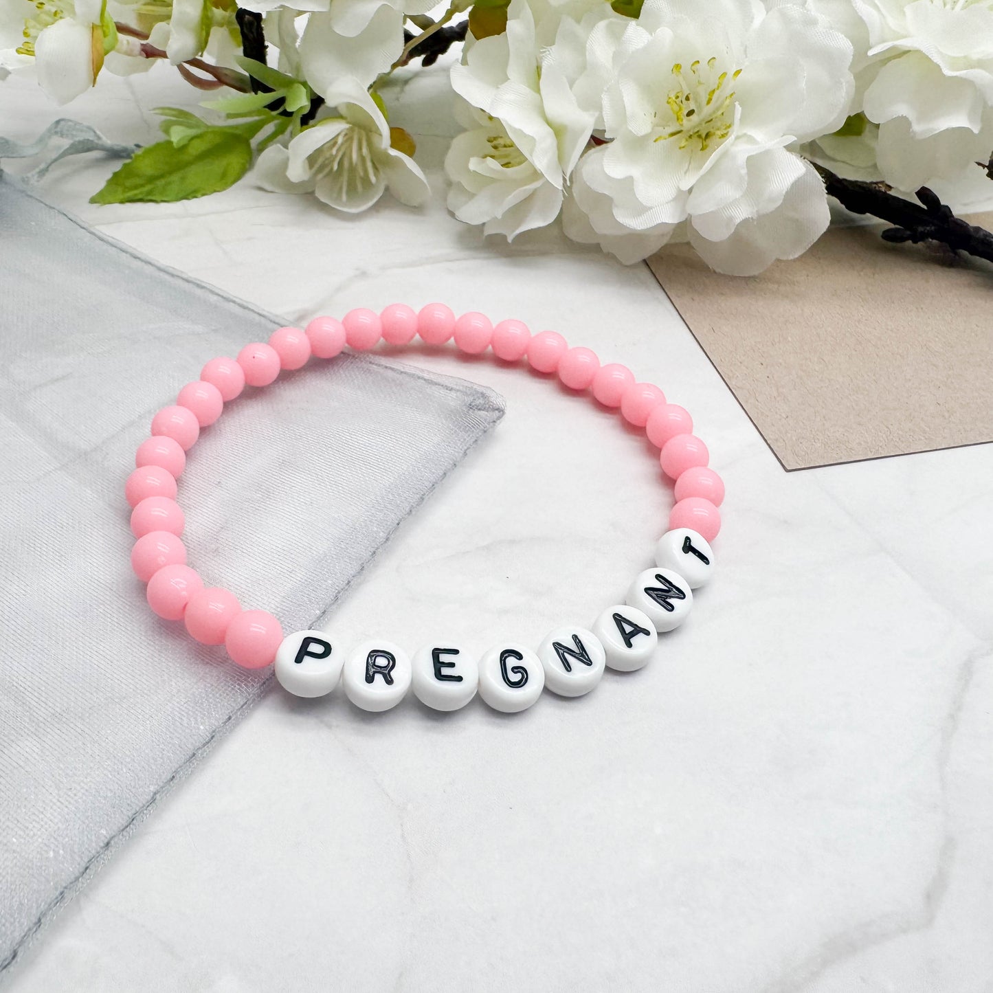PREGNANT Medical Alert Bracelet - Acrylic Letter Beads