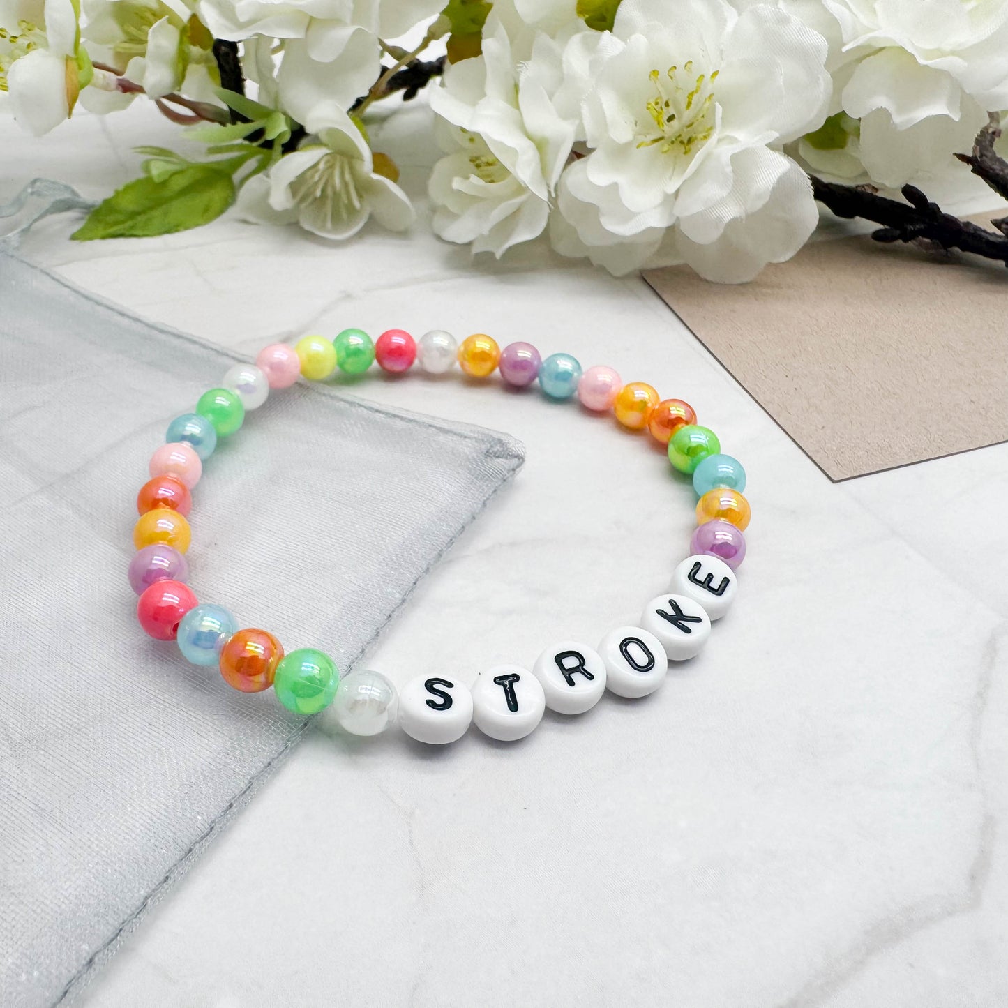 STROKE Medical Alert Bracelet - Acrylic Letter Beads