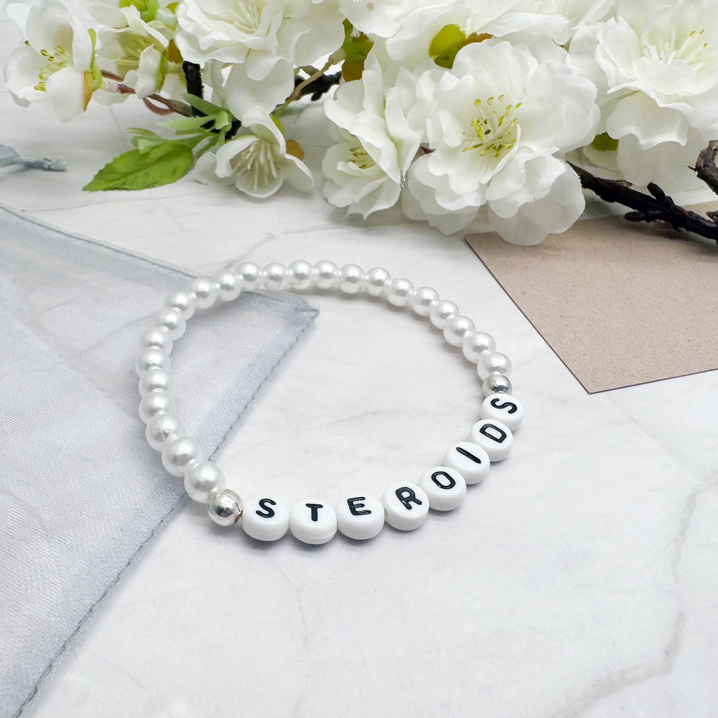 STEROIDS Medical Alert Bracelet - Acrylic Letter Beads