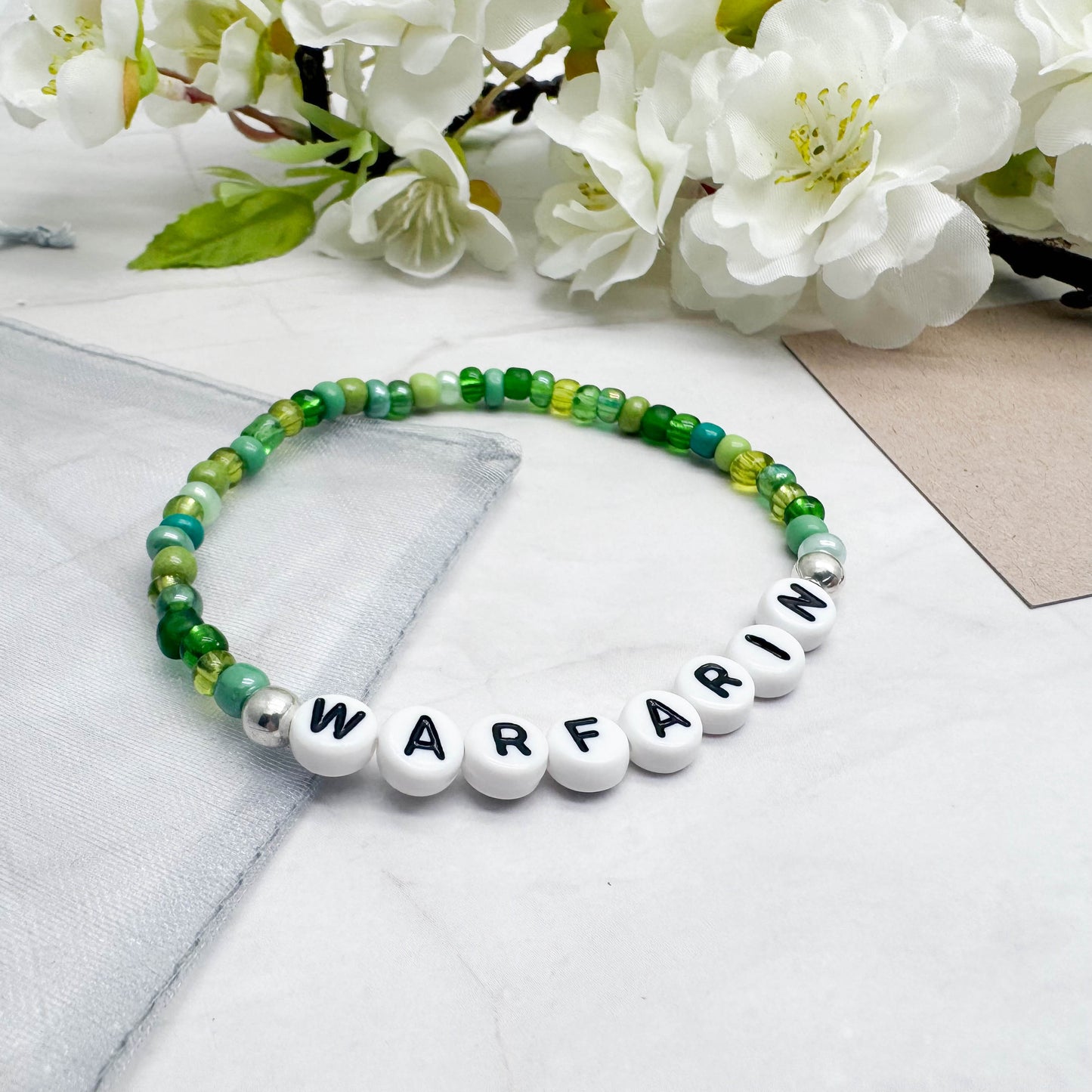WARFARIN Medical Alert Bracelet - Glass Seed Beads