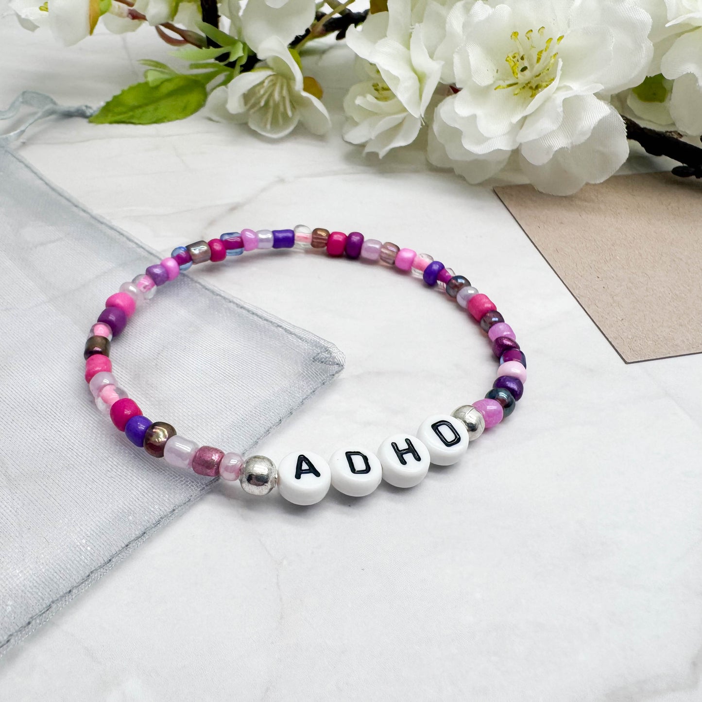 ADHD Medical Alert Bracelet - Glass Seed Beads