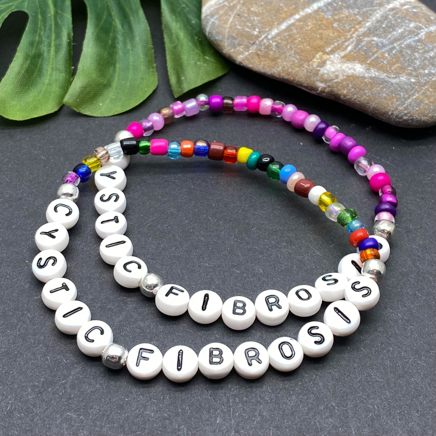 CYSTIC FIBROSIS Medical Alert Bracelet - Glass Seed Beads