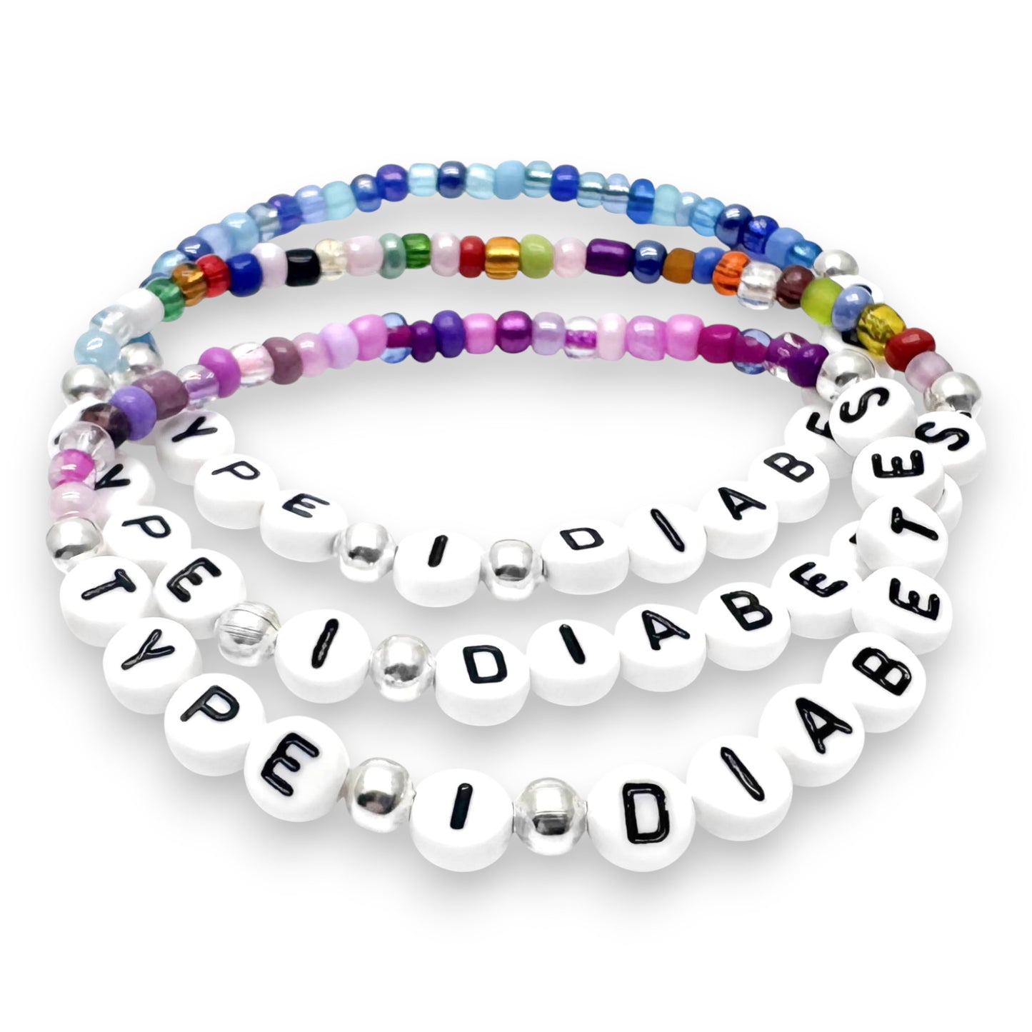 TYPE 1 DIABETES Medical Alert Bracelet - Glass Seed Beads