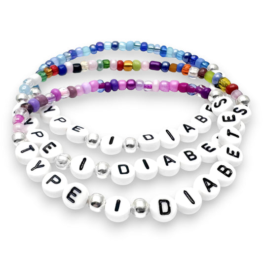 TYPE 1 DIABETES Medical Alert Bracelet - Glass Seed Beads