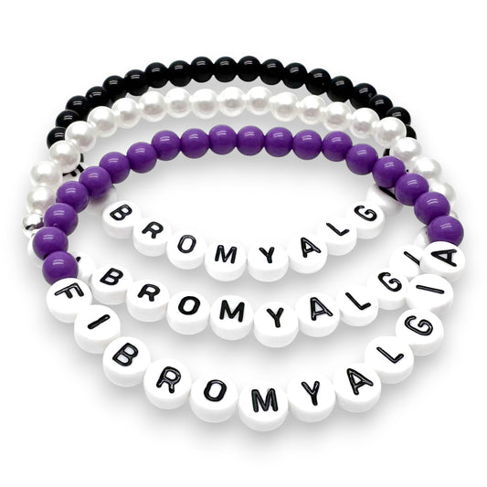 FIBROMYALGIA Medical Alert Bracelet - Acrylic Letter Beads