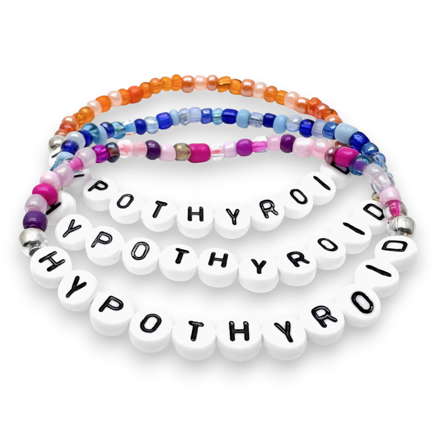 HYPOTHYROID Medical Alert Bracelet - Glass Seed Beads