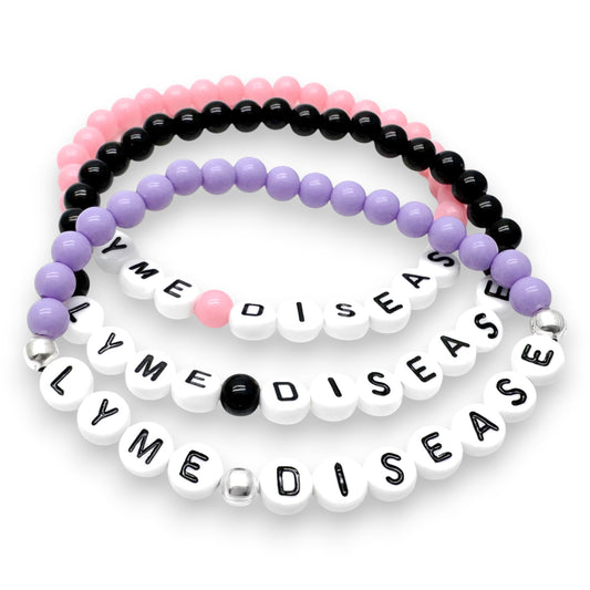 LYME DISEASE Medical Alert Bracelet - Acrylic Letter Beads