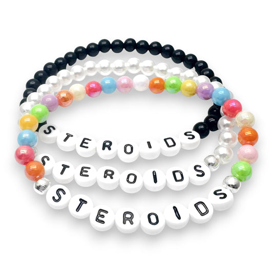 STEROIDS Medical Alert Bracelet - Acrylic Letter Beads