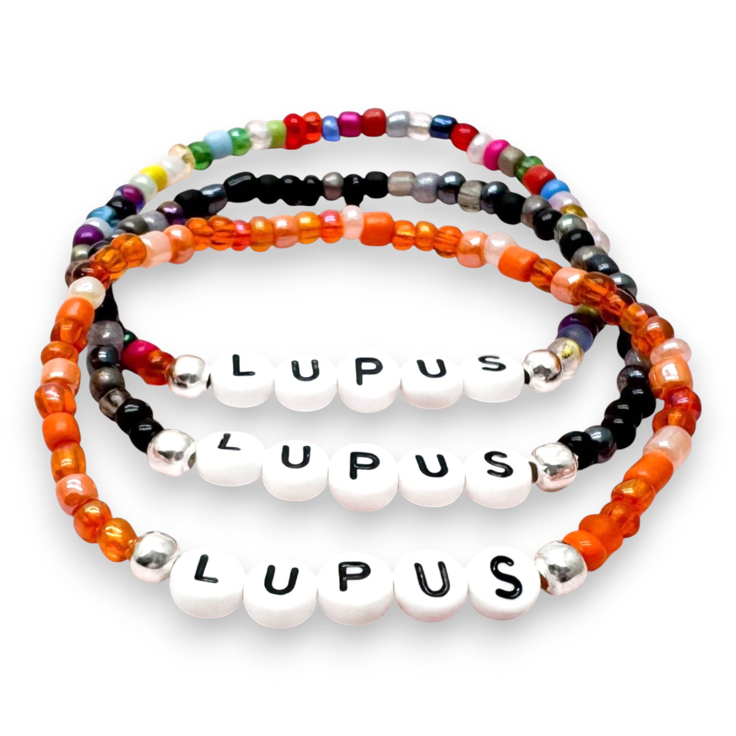 LUPUS Medical Alert Bracelet - Glass Seed Beads