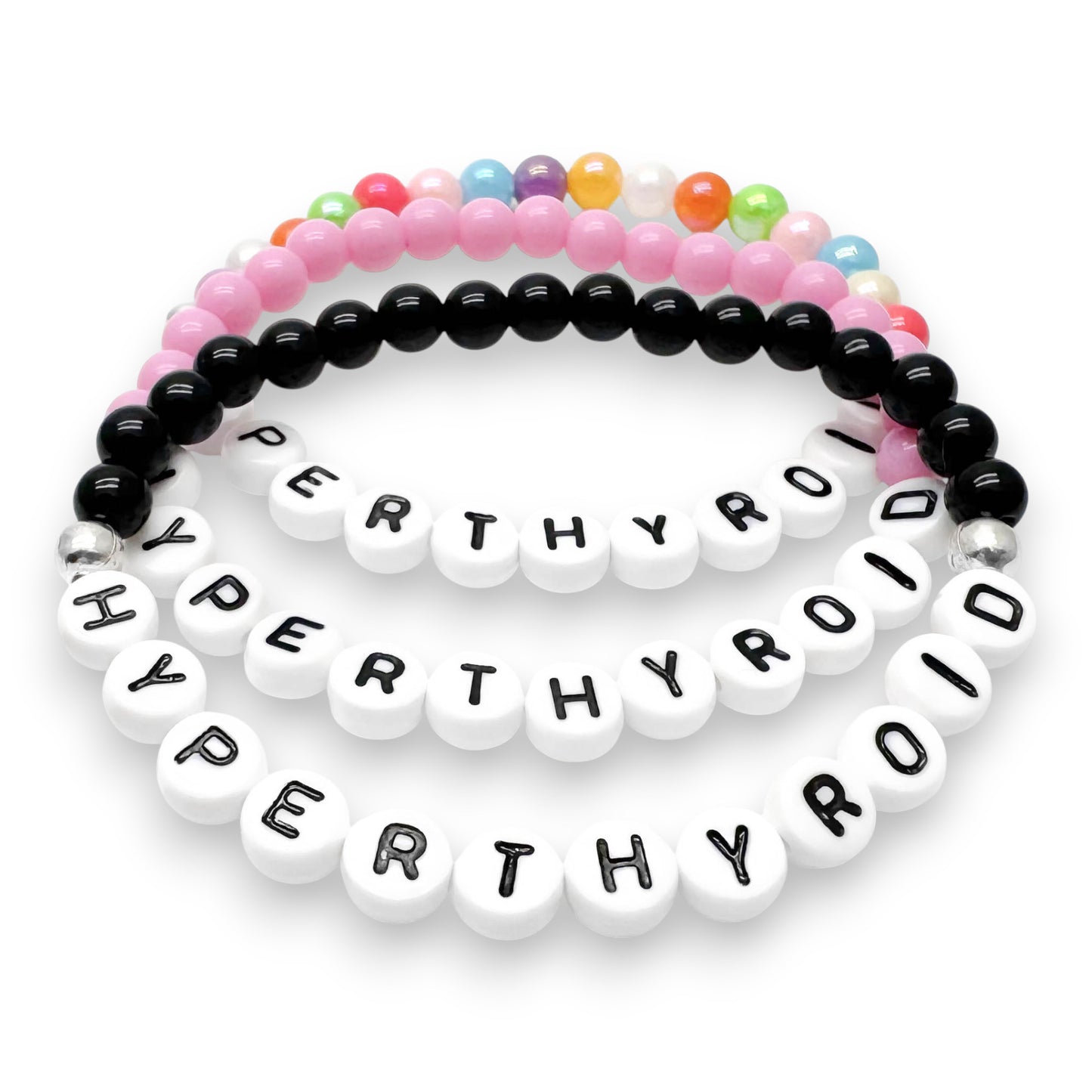 HYPERTHYROID Medical Alert Bracelet - Acrylic Letter Beads
