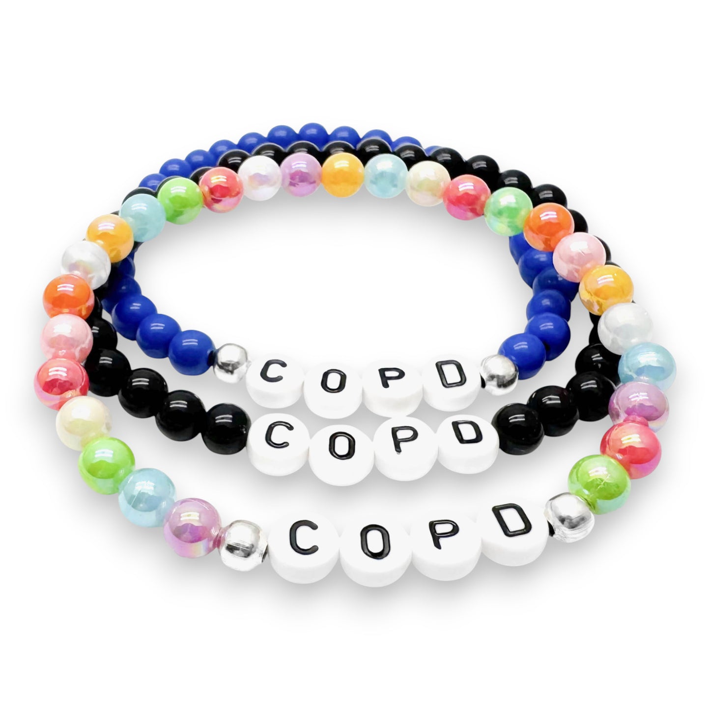 COPD Medical Alert Bracelet - Acrylic Letter Beads
