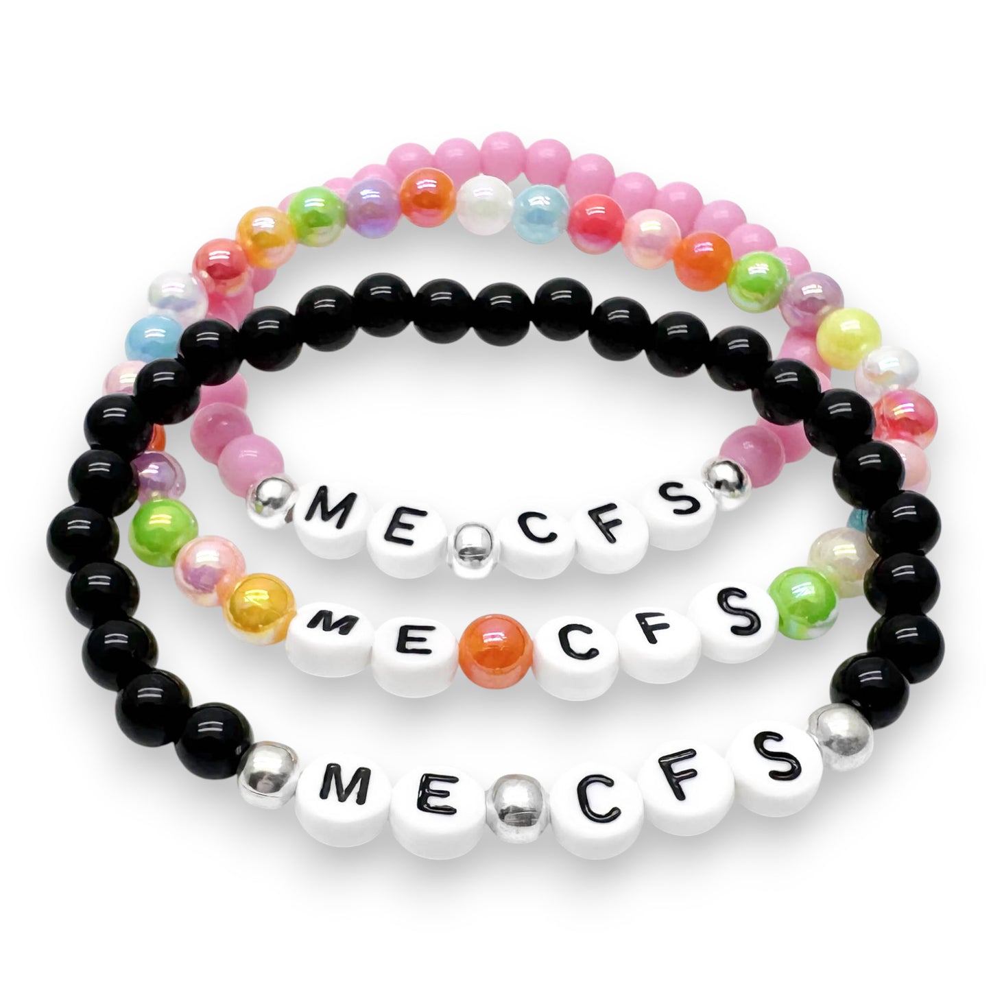 ME CFS Medical Alert Bracelet - Acrylic Letter Beads