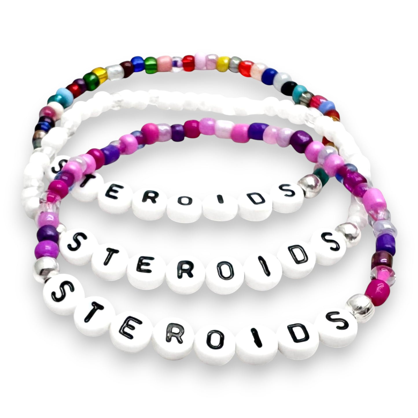STEROIDS Medical Alert Bracelet - Glass Seed Beads