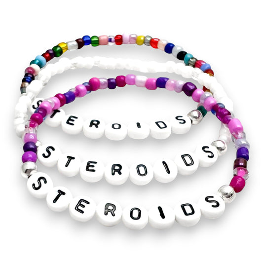 STEROIDS Medical Alert Bracelet - Glass Seed Beads