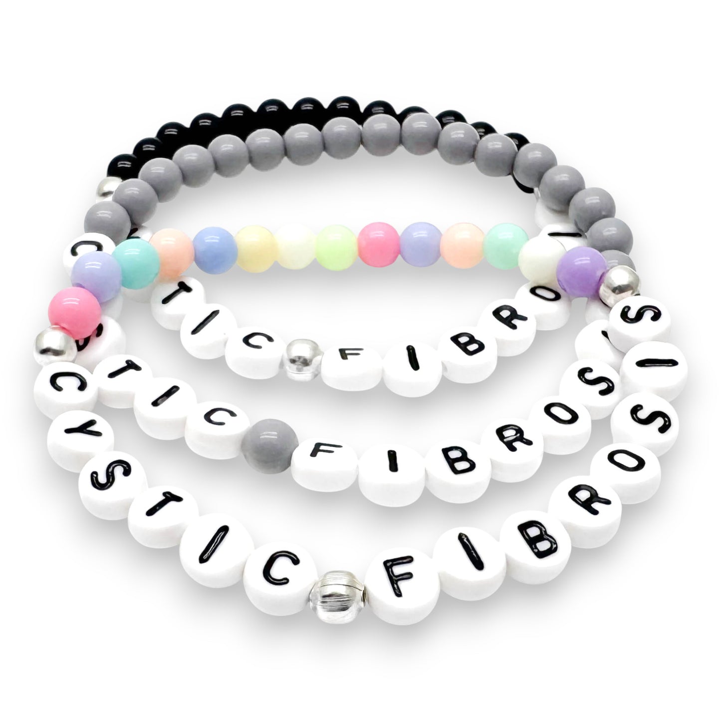 CYSTIC FIBROSIS Medical Alert Bracelet - Acrylic Letter Beads