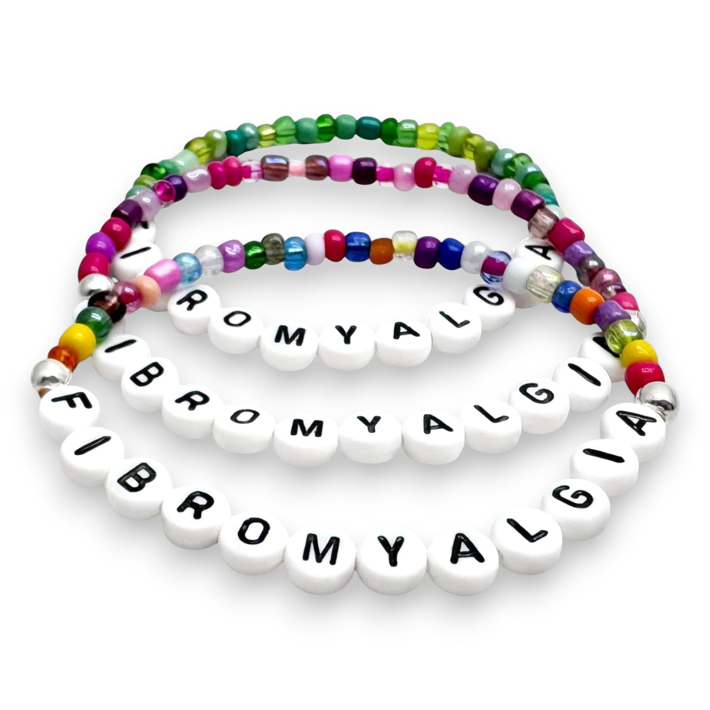 FIBROMYALGIA Medical Alert Bracelet - Glass Seed Beads