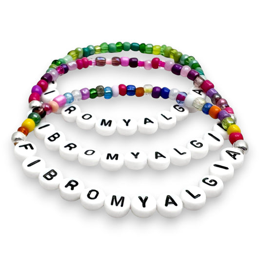 FIBROMYALGIA Medical Alert Bracelet - Glass Seed Beads