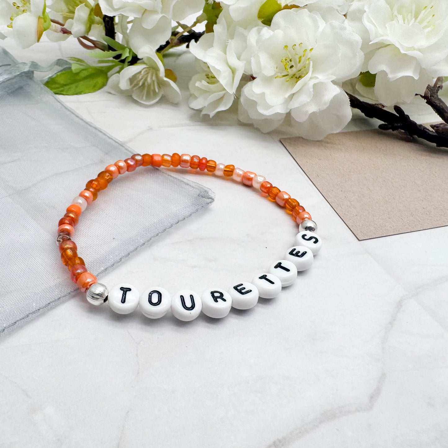 TOURETTES Medical Alert Bracelet - Glass Seed Beads