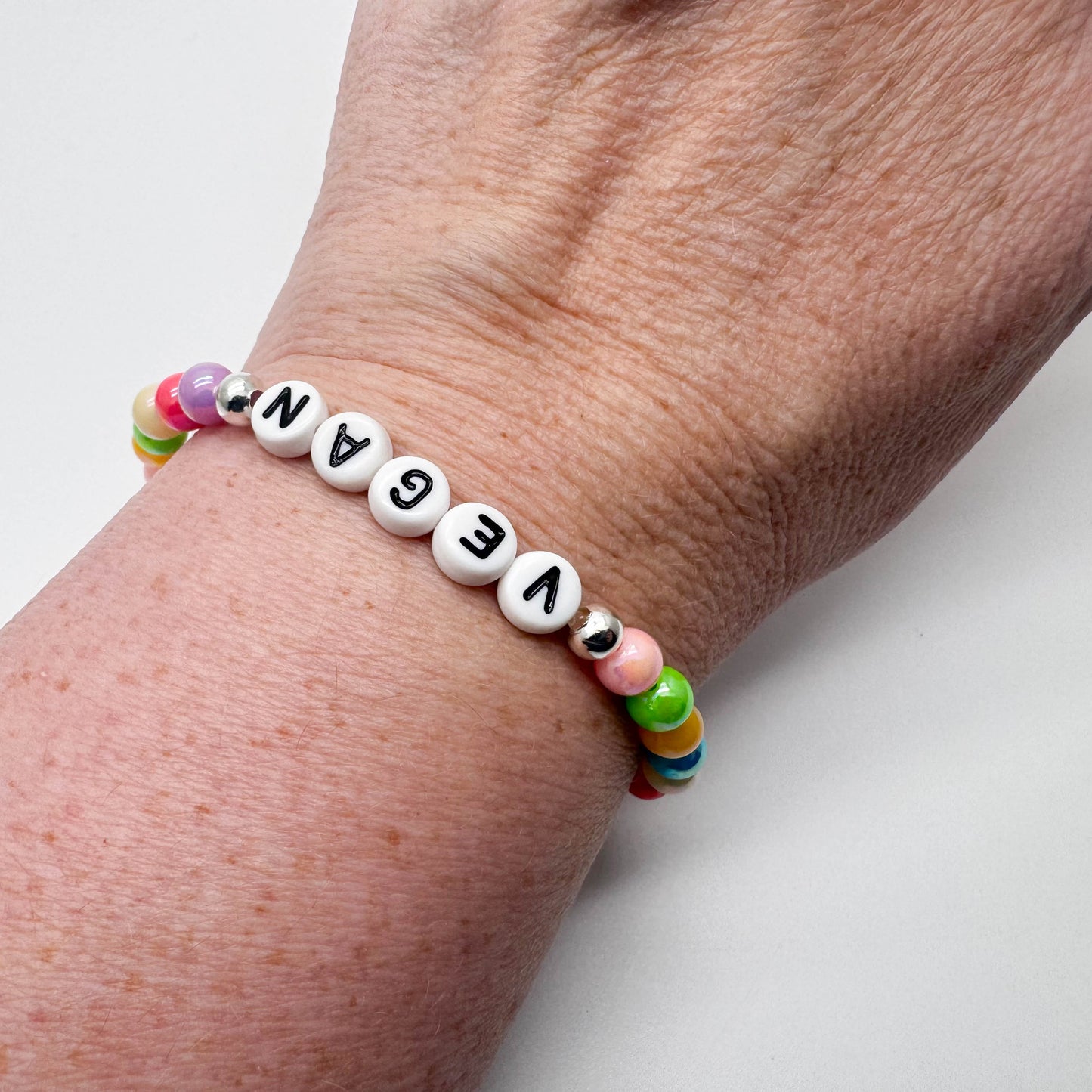 VEGAN Awareness Bracelet - Acrylic Letter Beads